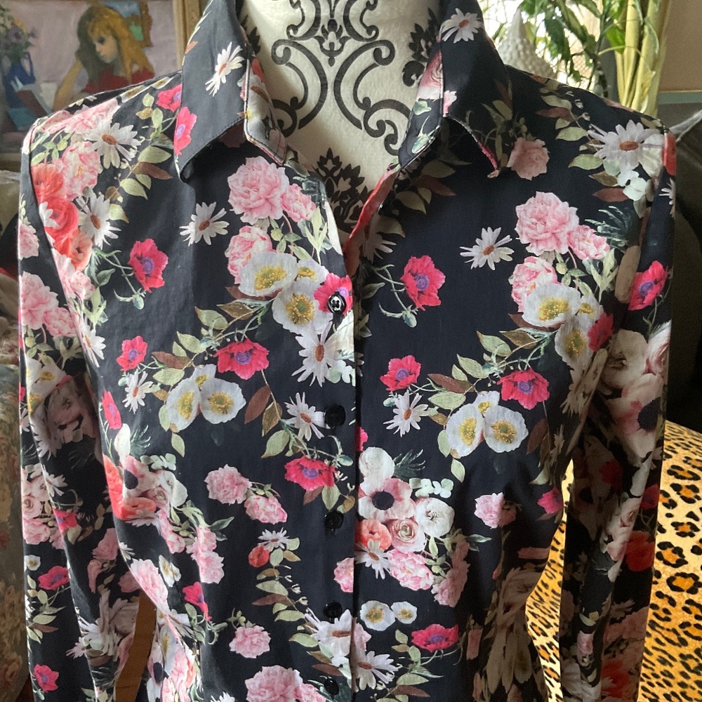 HAWES & CURTIS fitted cotton blend floral button up - Picture 3 of 16